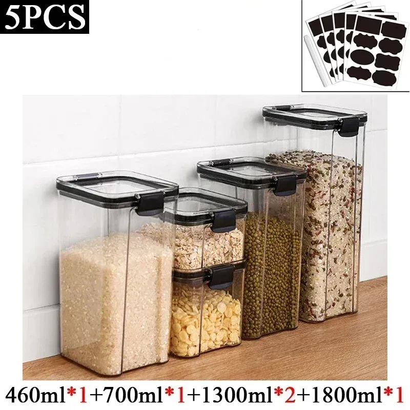 15.5-60.8 Fl Oz Plastic Food Storage Box Sets Stackable Kitchen Sealed Jar Containers