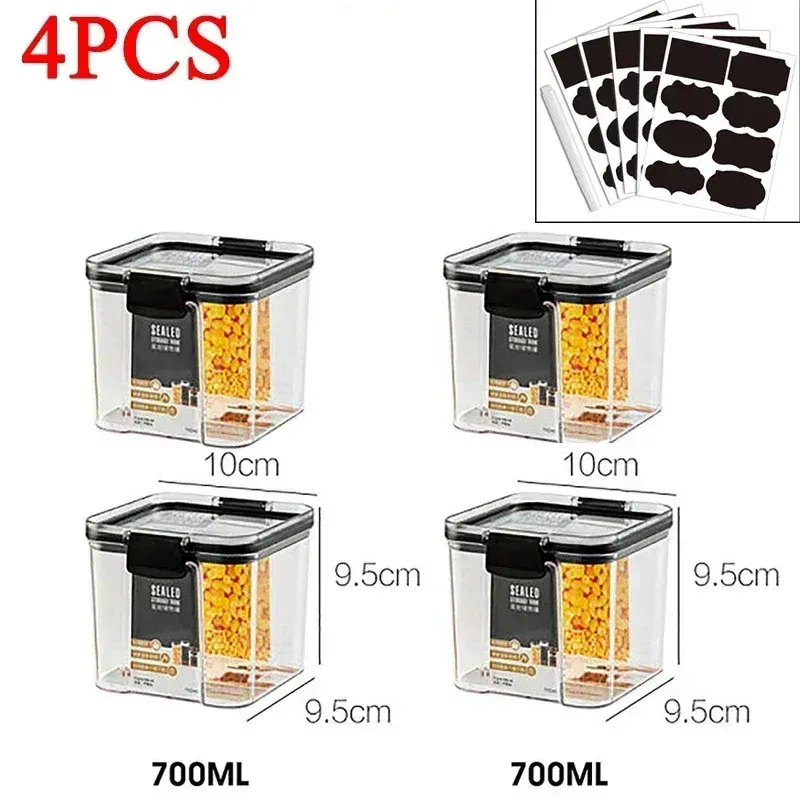 15.5-60.8 Fl Oz Plastic Food Storage Box Sets Stackable Kitchen Sealed Jar Containers