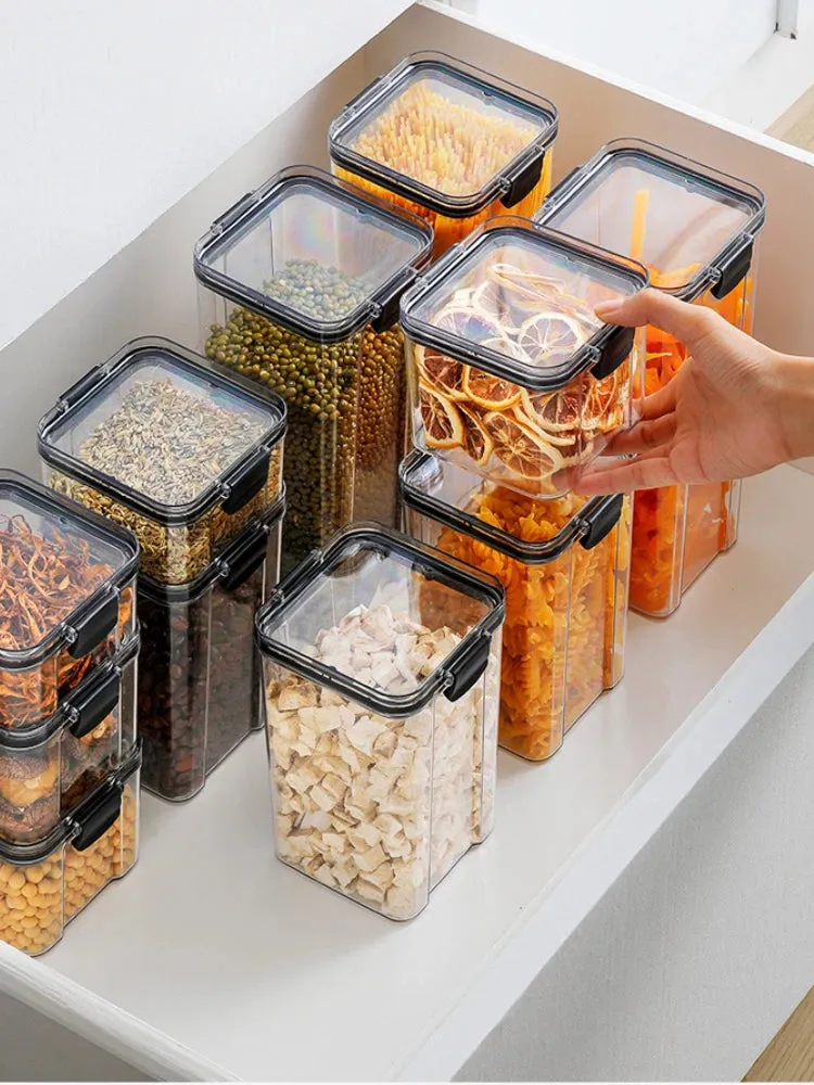 15.5-60.8 Fl Oz Plastic Food Storage Box Sets Stackable Kitchen Sealed Jar Containers