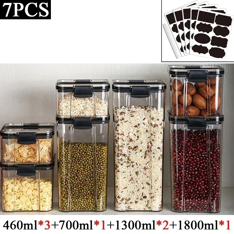 15.5-60.8 Fl Oz Plastic Food Storage Box Sets Stackable Kitchen Sealed Jar Containers