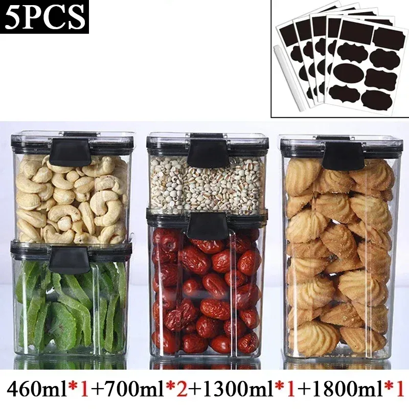 15.5-60.8 Fl Oz Plastic Food Storage Box Sets Stackable Kitchen Sealed Jar Containers