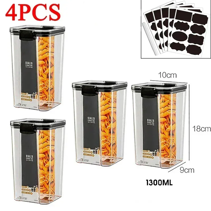 15.5-60.8 Fl Oz Plastic Food Storage Box Sets Stackable Kitchen Sealed Jar Containers