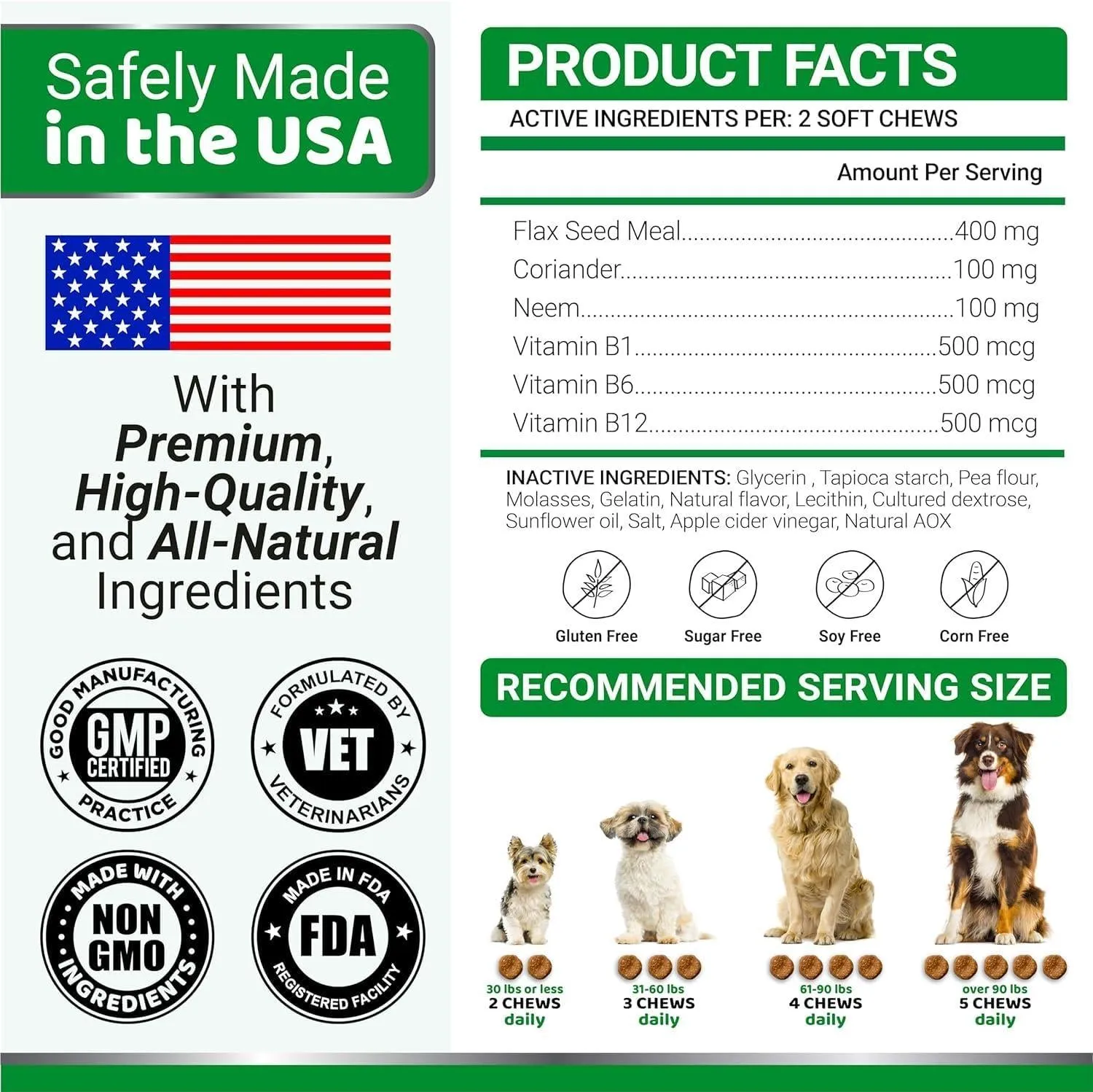 2 Pack Insects Prevention for Dogs Chewables Natural for All Breeds and Age