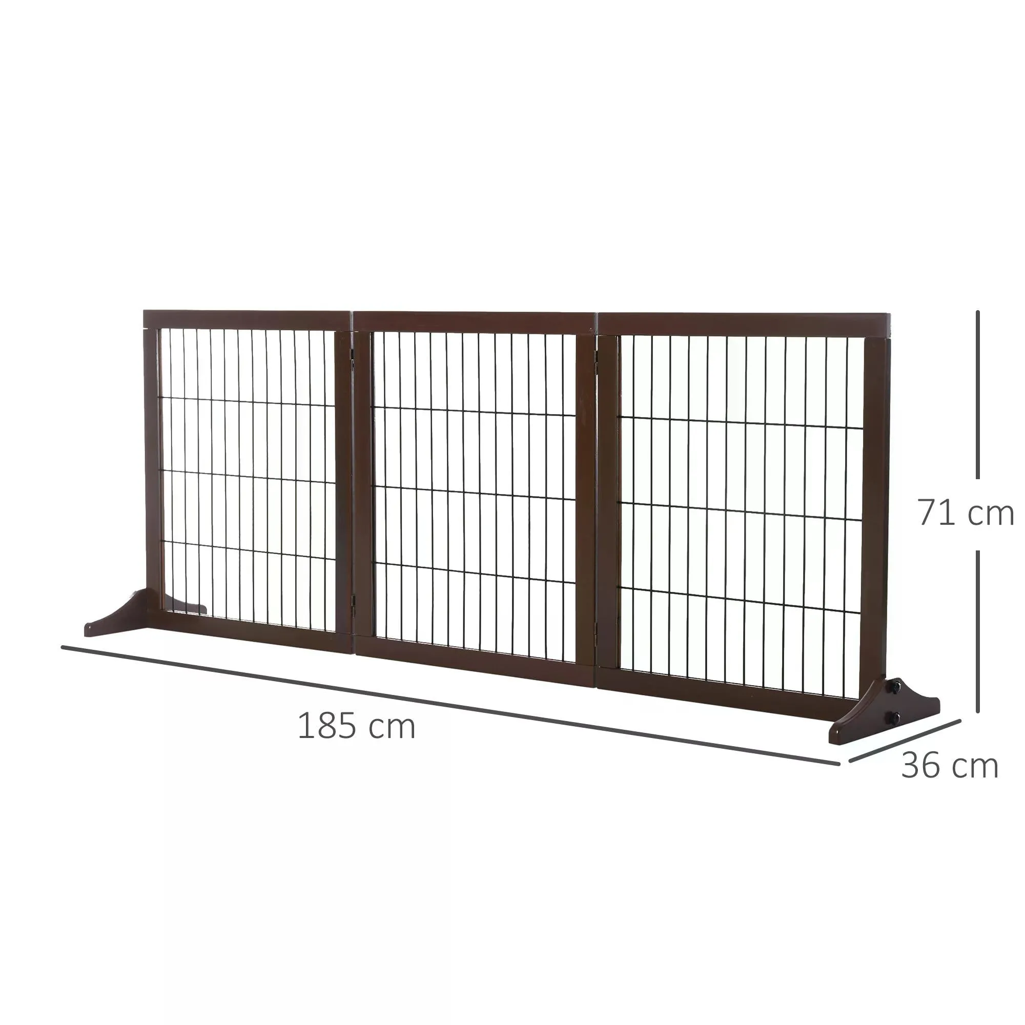 3 Panel Pet Gate Pine Frame Indoor Foldable Dog Barrier w/Supporting Foot Dividing Line Aisles Stairs