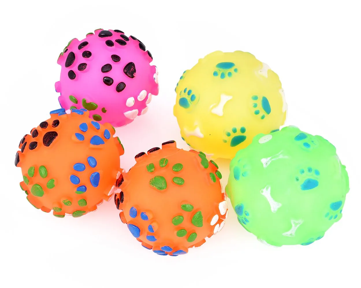 5 Pcs Plastic Footprints Pattern Pet Toy Ball