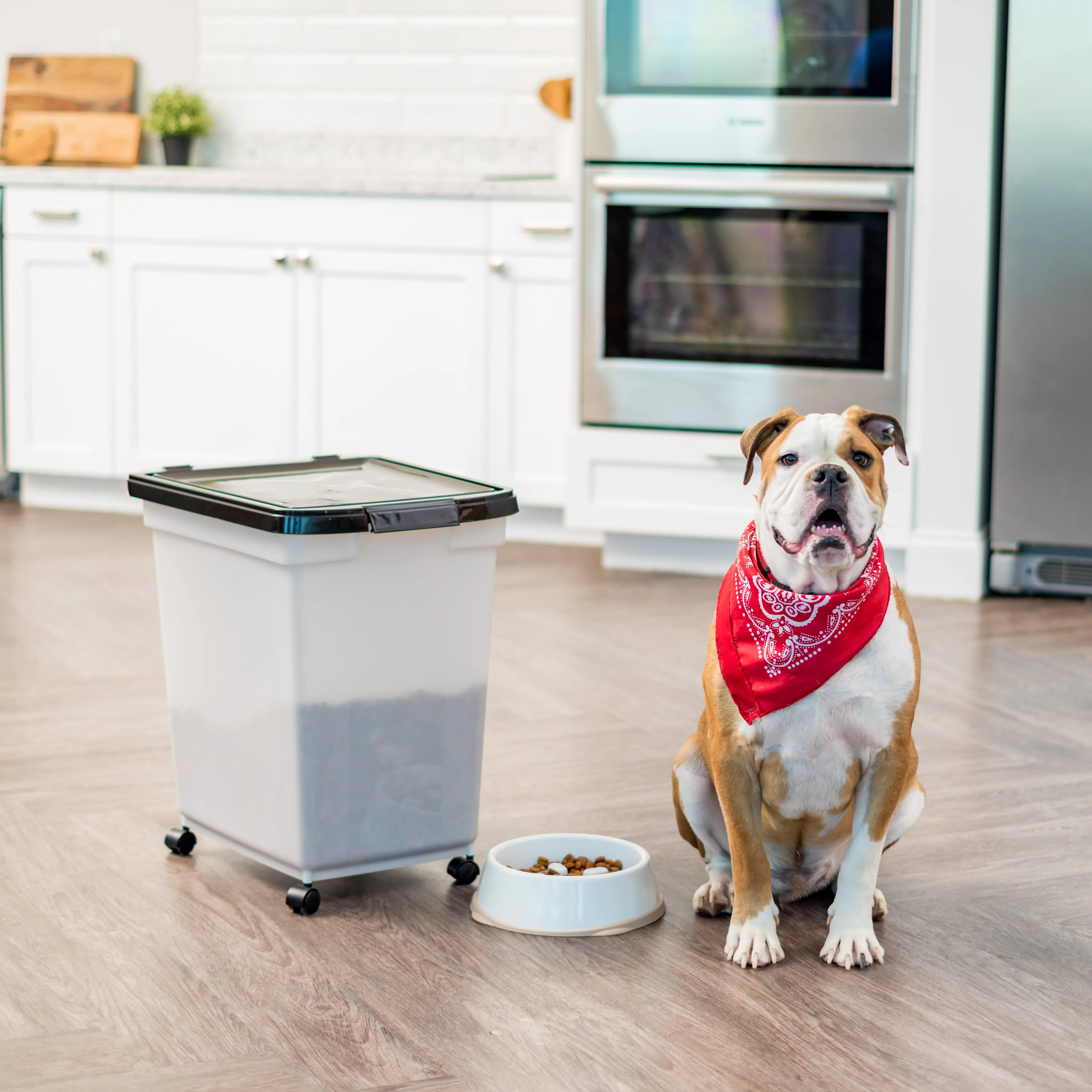 65 Quart WeatherPro® Airtight Pet Food Container, Black/Pearl