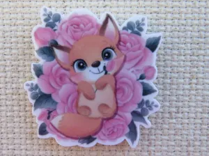 Adorable Fox Playing in the Flowers Needle Minder, Cover Minder, Magnet