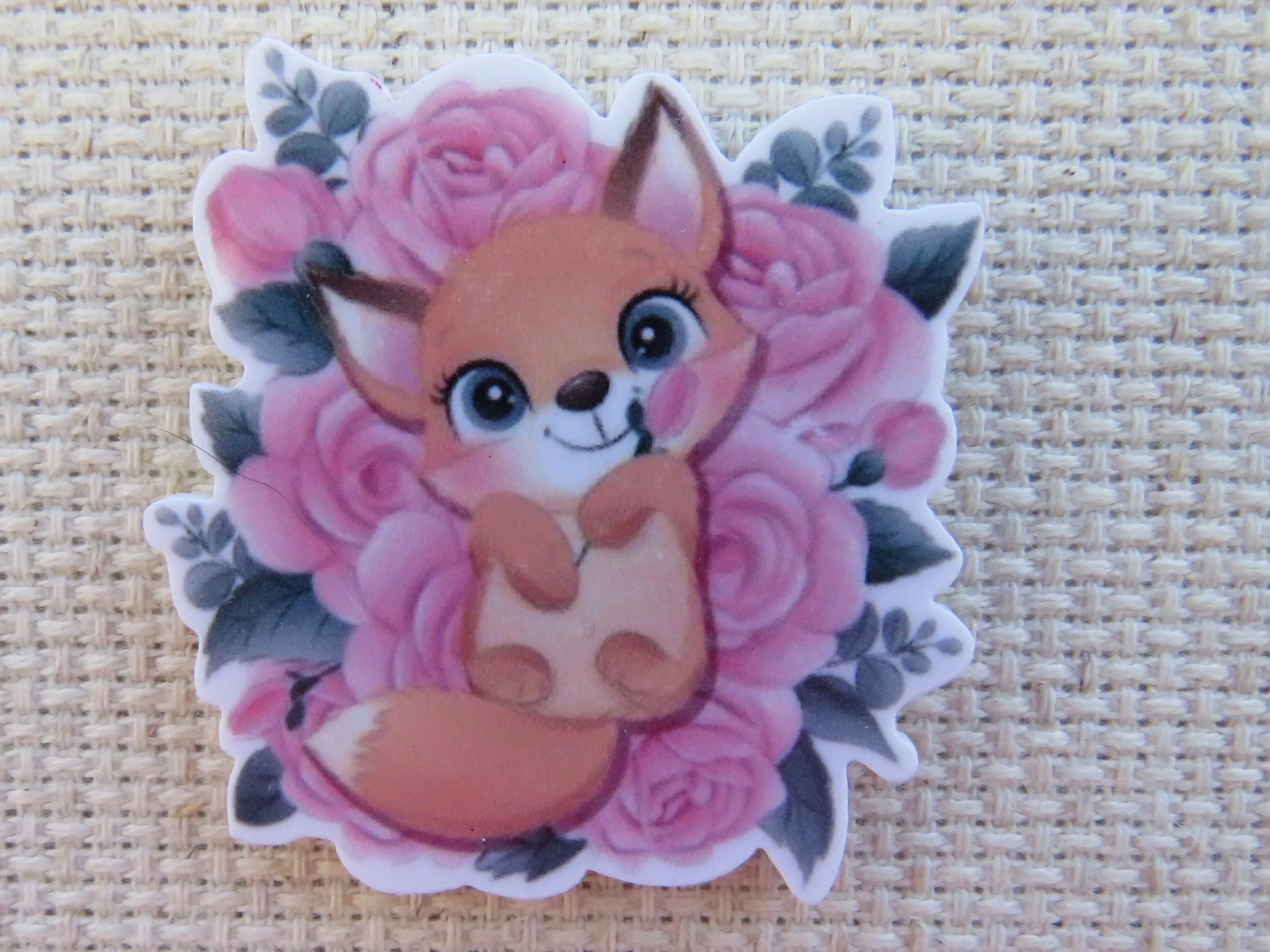 Adorable Fox Playing in the Flowers Needle Minder, Cover Minder, Magnet