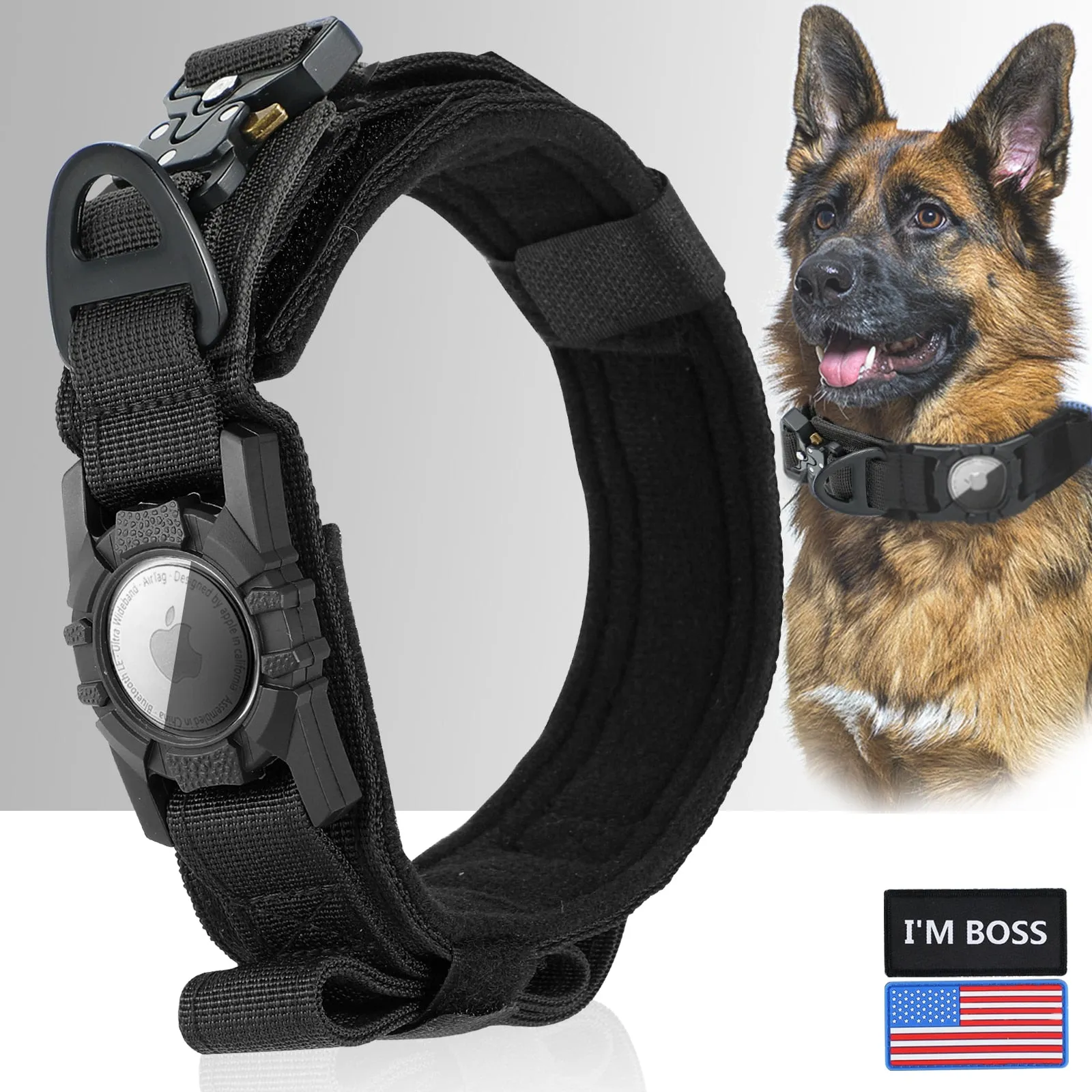 AirTag Dog Collar w/ Tactical Handle