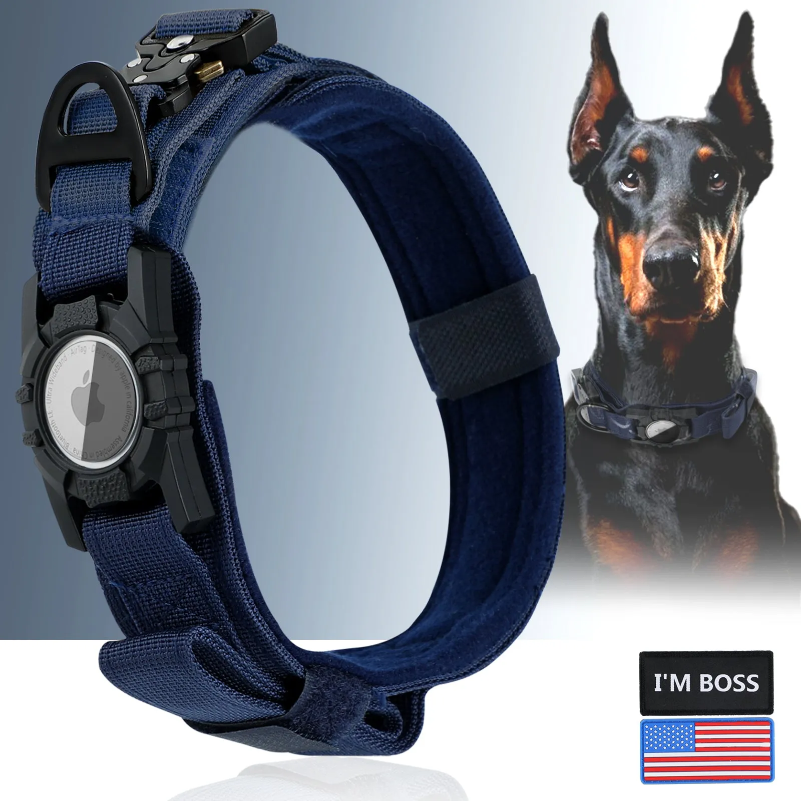 AirTag Dog Collar w/ Tactical Handle