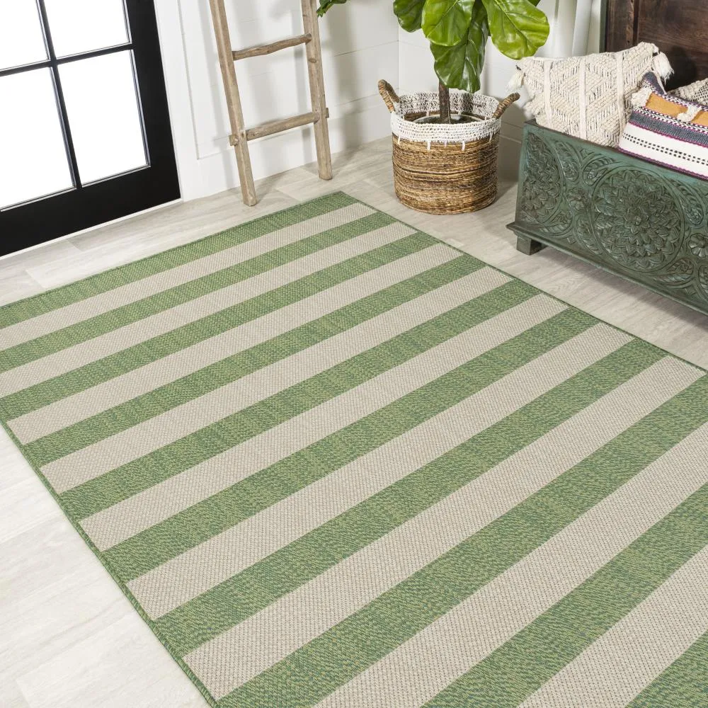 Amos Two-tone Wide Stripe Indoor/outdoor Area Rug