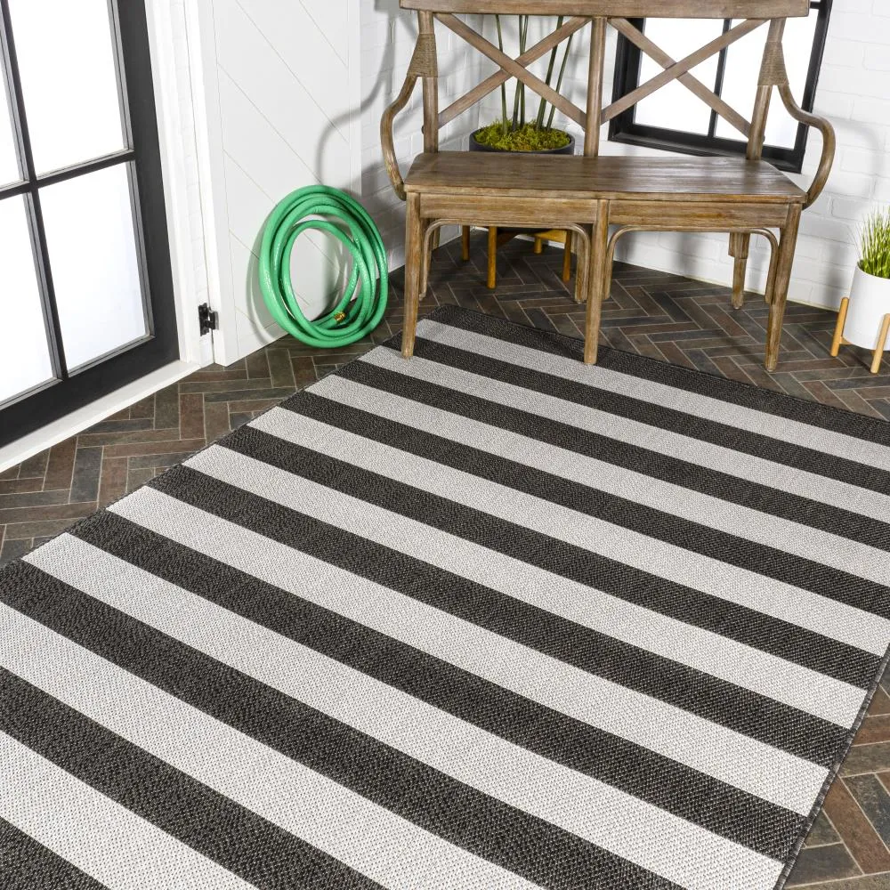 Amos Two-tone Wide Stripe Indoor/outdoor Area Rug