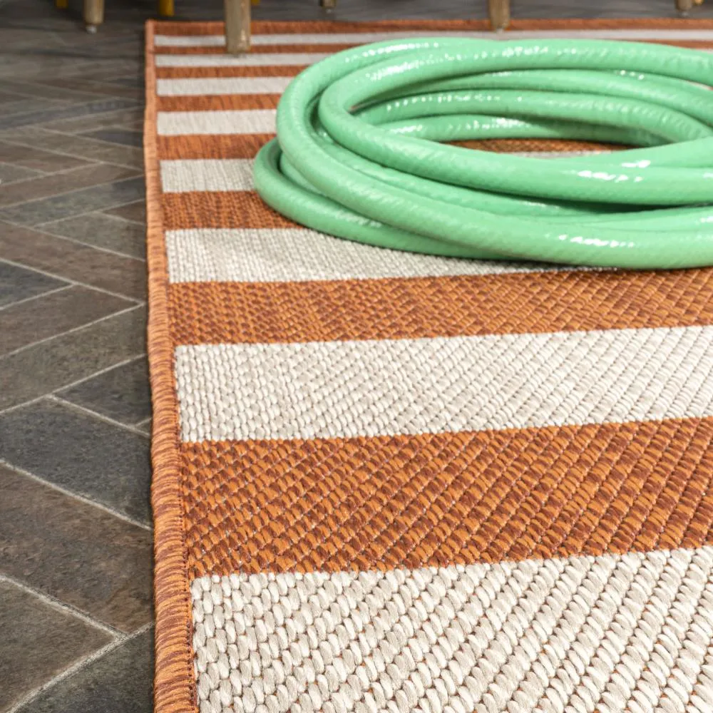 Amos Two-tone Wide Stripe Indoor/outdoor Area Rug