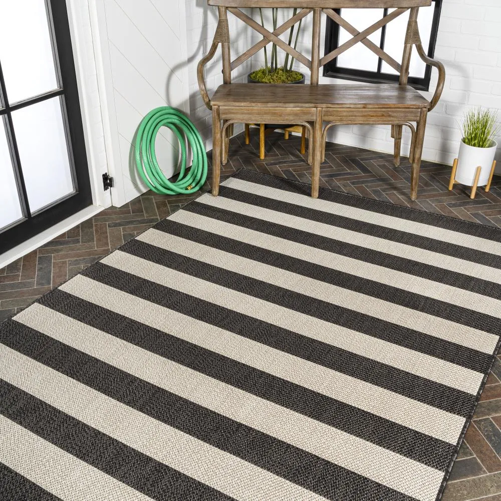 Amos Two-tone Wide Stripe Indoor/outdoor Area Rug