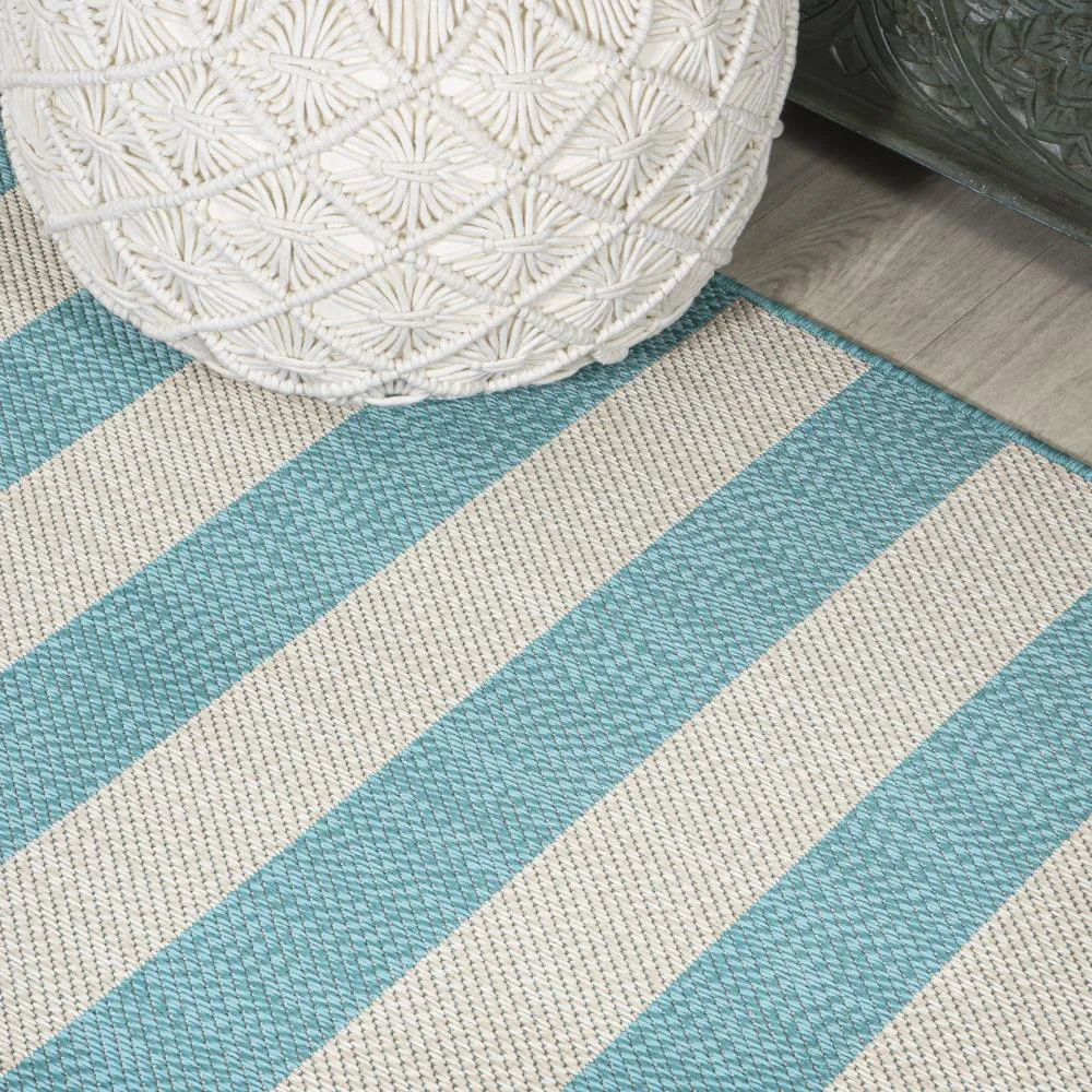 Amos Two-tone Wide Stripe Indoor/outdoor Area Rug