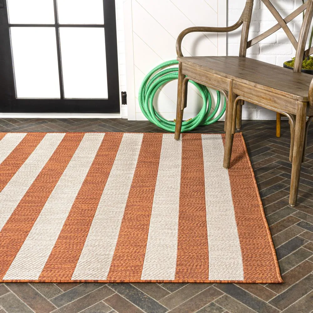 Amos Two-tone Wide Stripe Indoor/outdoor Area Rug