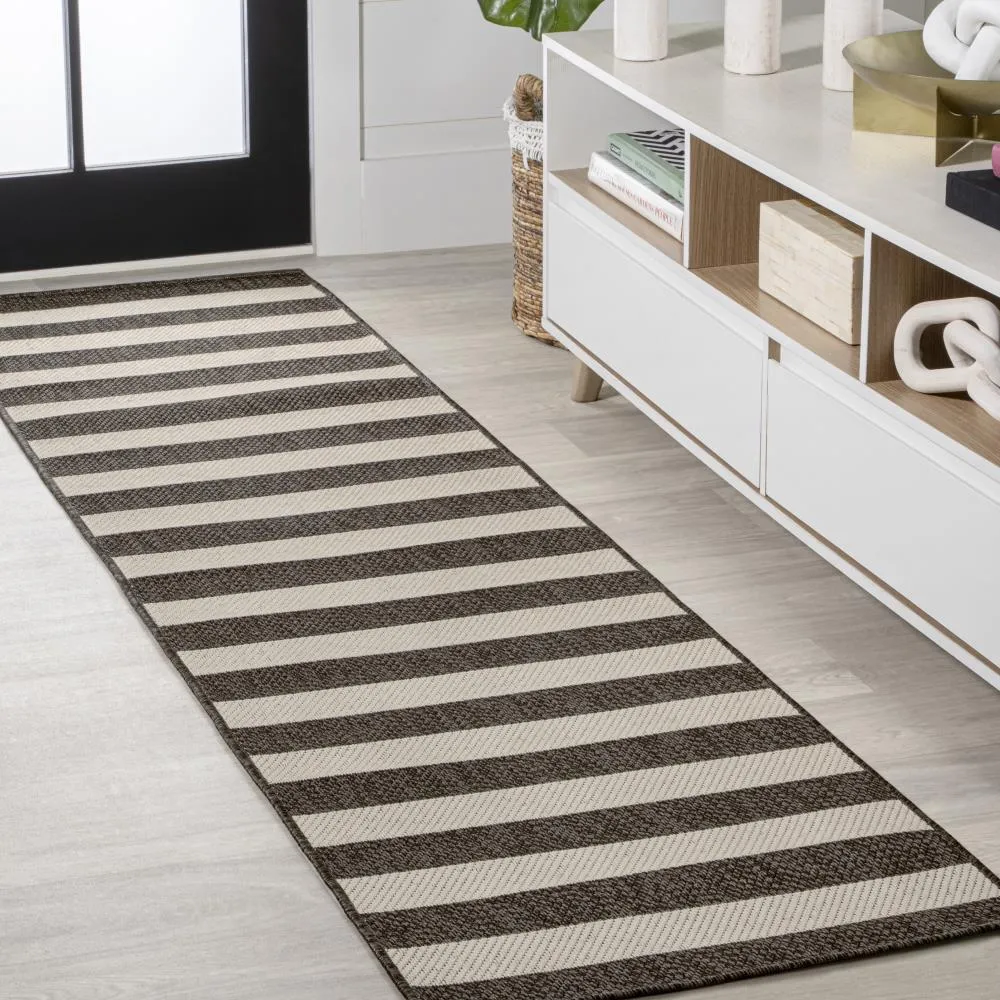 Amos Two-tone Wide Stripe Indoor/outdoor Area Rug