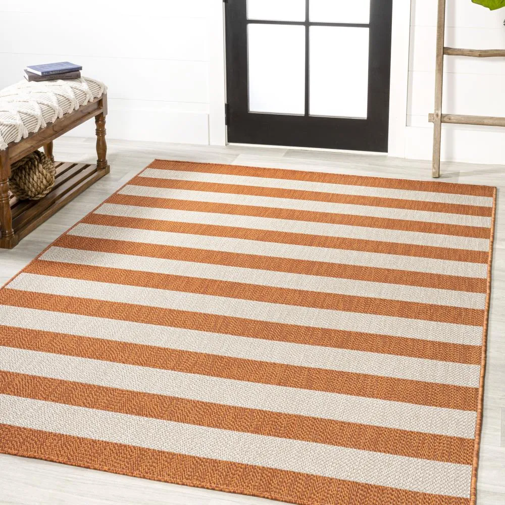 Amos Two-tone Wide Stripe Indoor/outdoor Area Rug