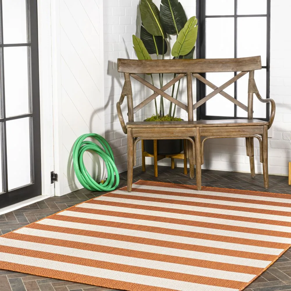 Amos Two-tone Wide Stripe Indoor/outdoor Area Rug