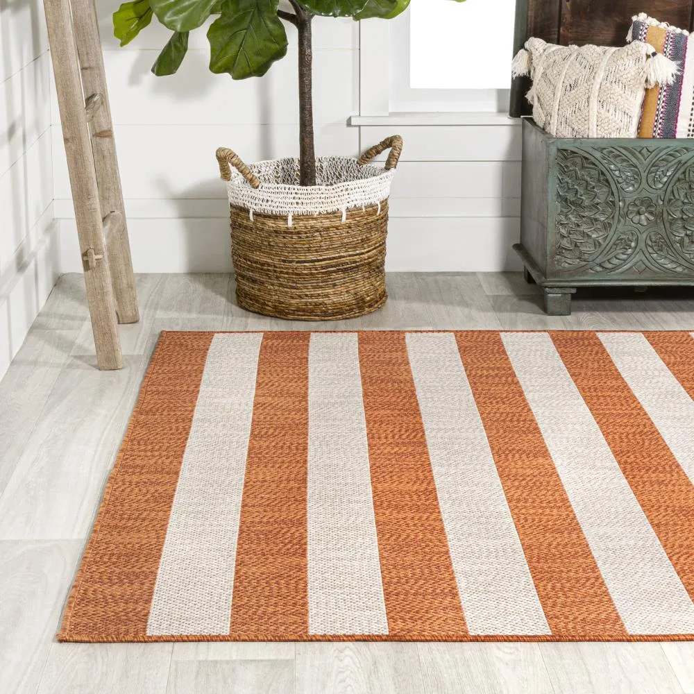 Amos Two-tone Wide Stripe Indoor/outdoor Area Rug