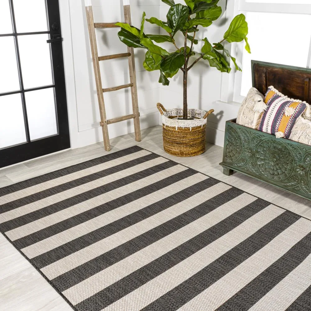 Amos Two-tone Wide Stripe Indoor/outdoor Area Rug