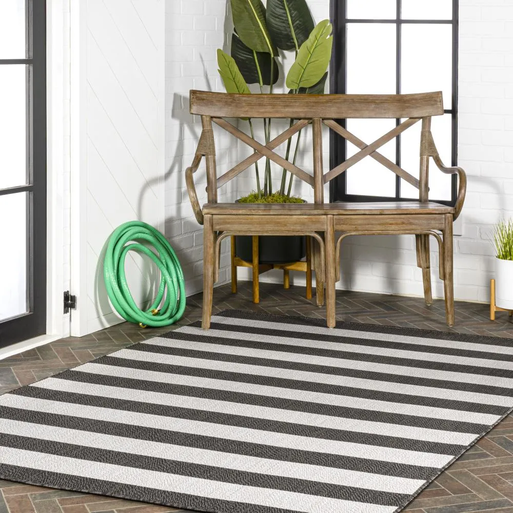 Amos Two-tone Wide Stripe Indoor/outdoor Area Rug