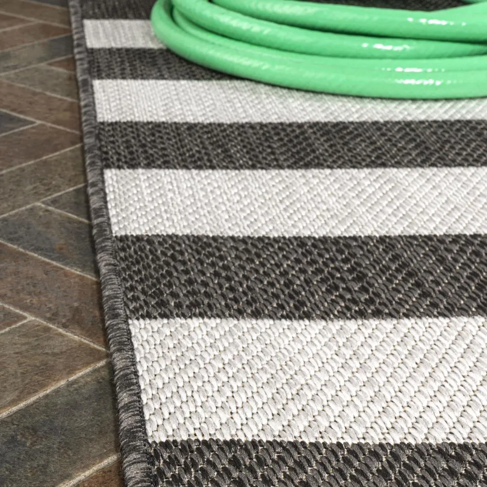 Amos Two-tone Wide Stripe Indoor/outdoor Area Rug