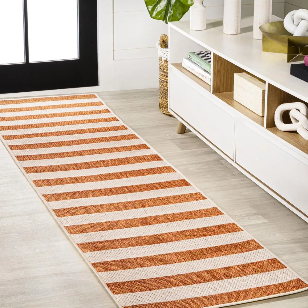 Amos Two-tone Wide Stripe Indoor/outdoor Area Rug