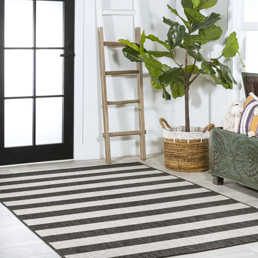 Amos Two-tone Wide Stripe Indoor/outdoor Area Rug