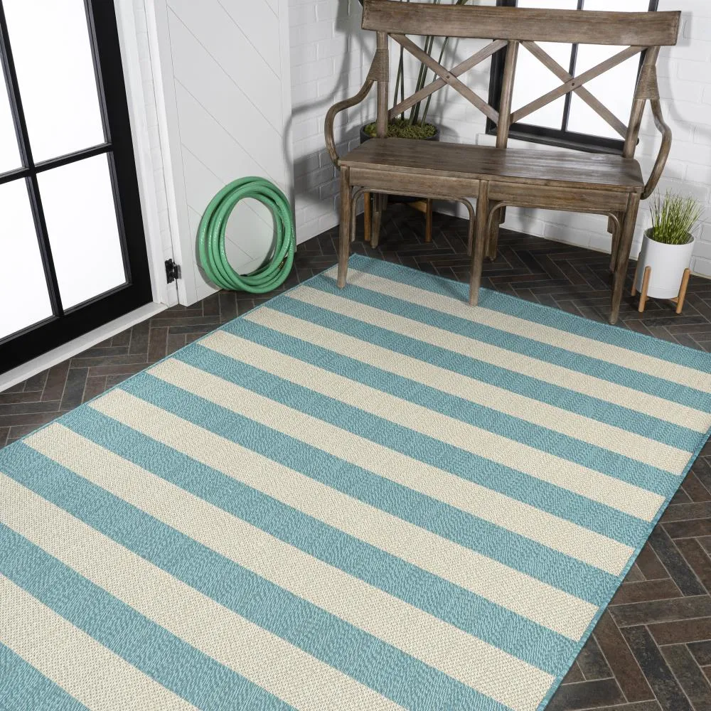 Amos Two-tone Wide Stripe Indoor/outdoor Area Rug