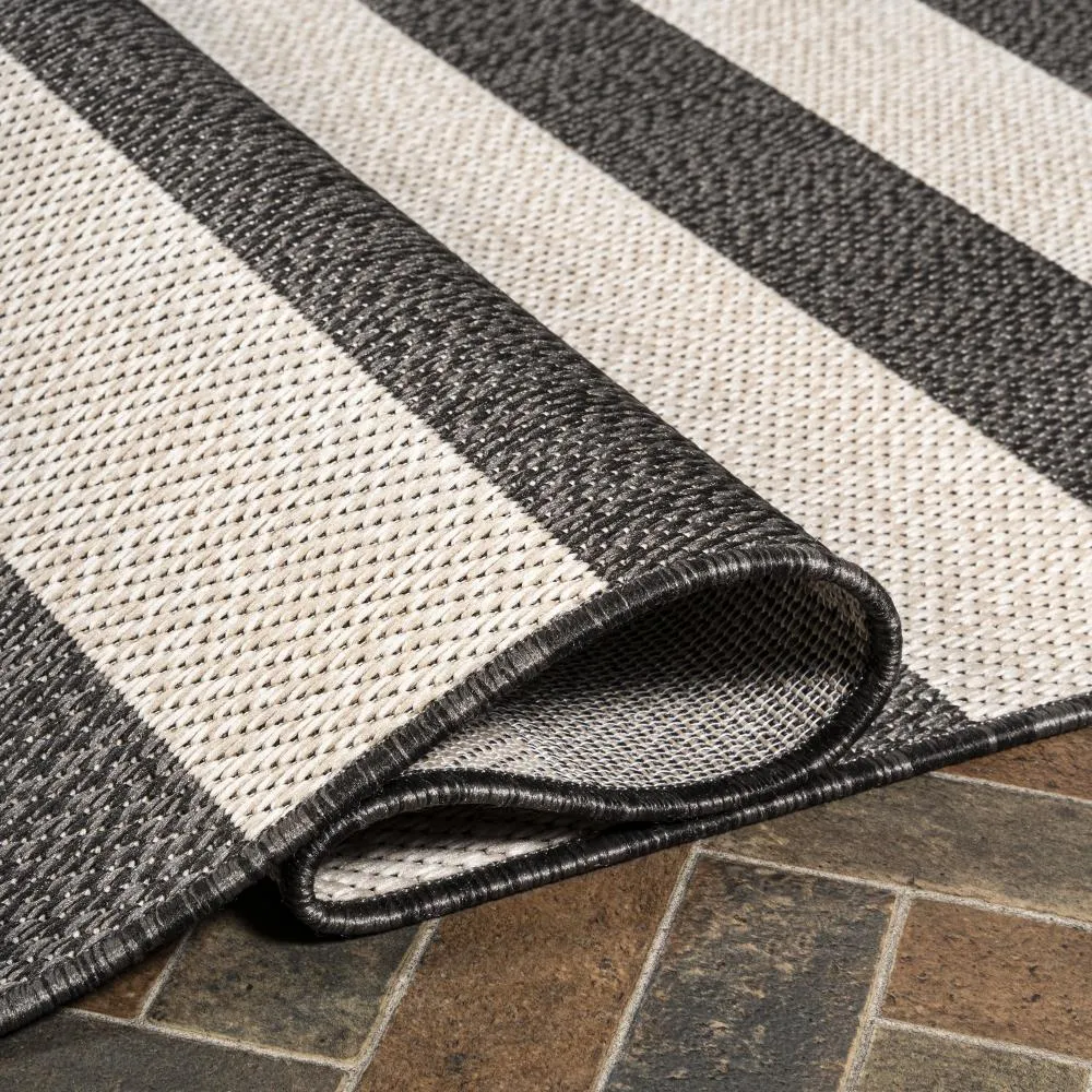 Amos Two-tone Wide Stripe Indoor/outdoor Area Rug