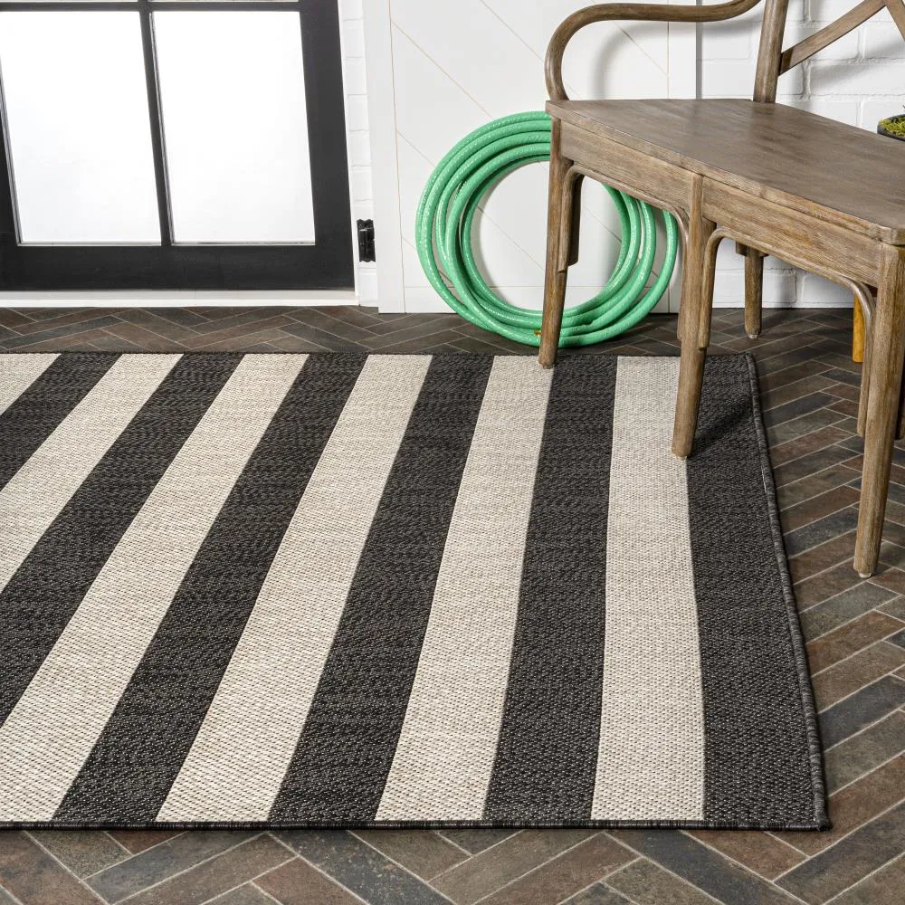 Amos Two-tone Wide Stripe Indoor/outdoor Area Rug