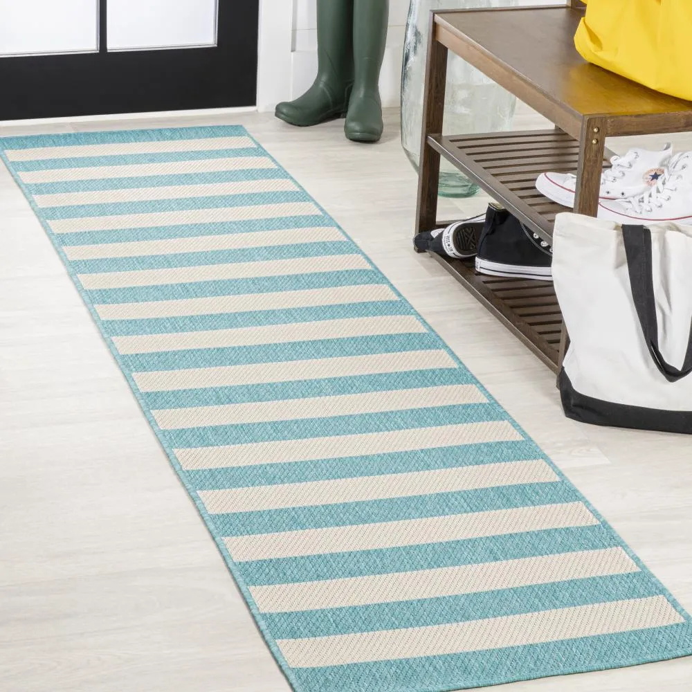 Amos Two-tone Wide Stripe Indoor/outdoor Area Rug