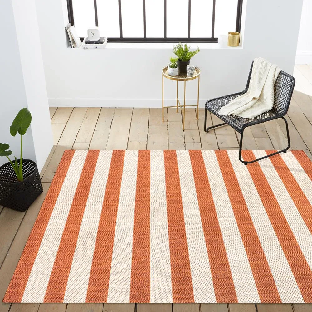 Amos Two-tone Wide Stripe Indoor/outdoor Area Rug