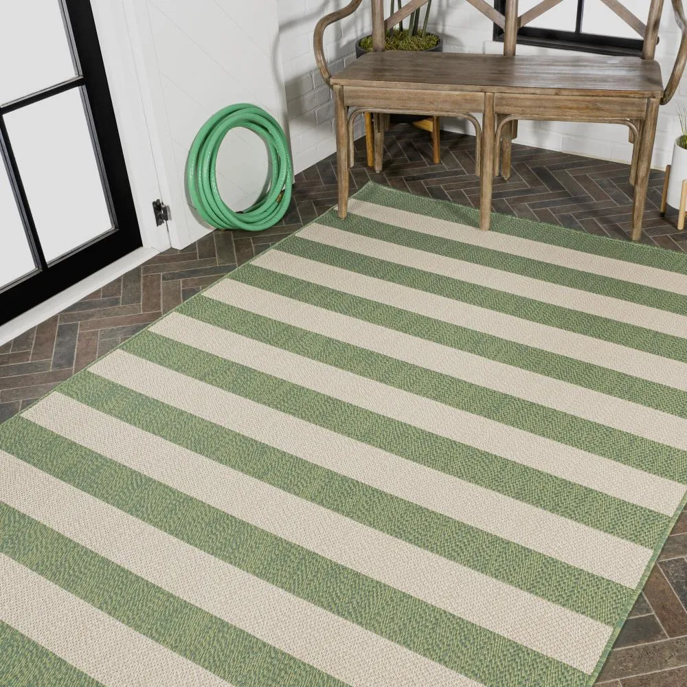 Amos Two-tone Wide Stripe Indoor/outdoor Area Rug