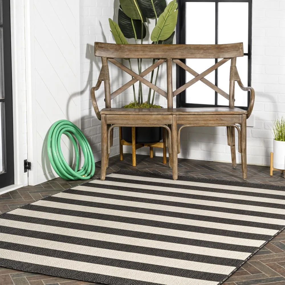 Amos Two-tone Wide Stripe Indoor/outdoor Area Rug