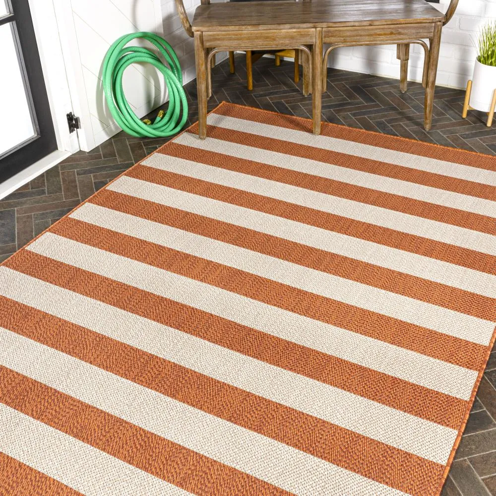 Amos Two-tone Wide Stripe Indoor/outdoor Area Rug