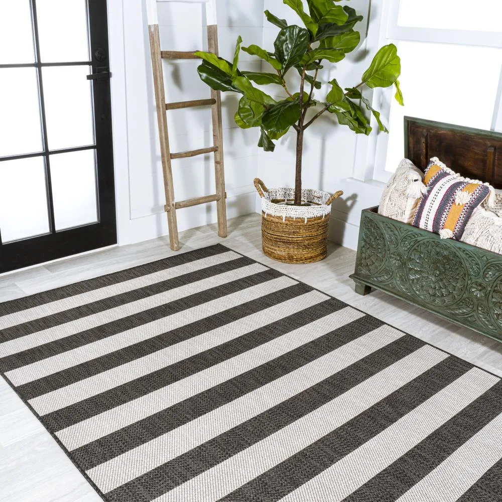 Amos Two-tone Wide Stripe Indoor/outdoor Area Rug