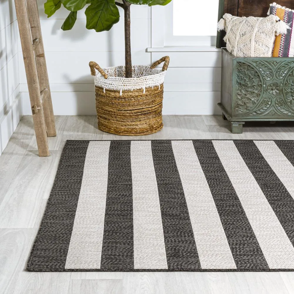 Amos Two-tone Wide Stripe Indoor/outdoor Area Rug