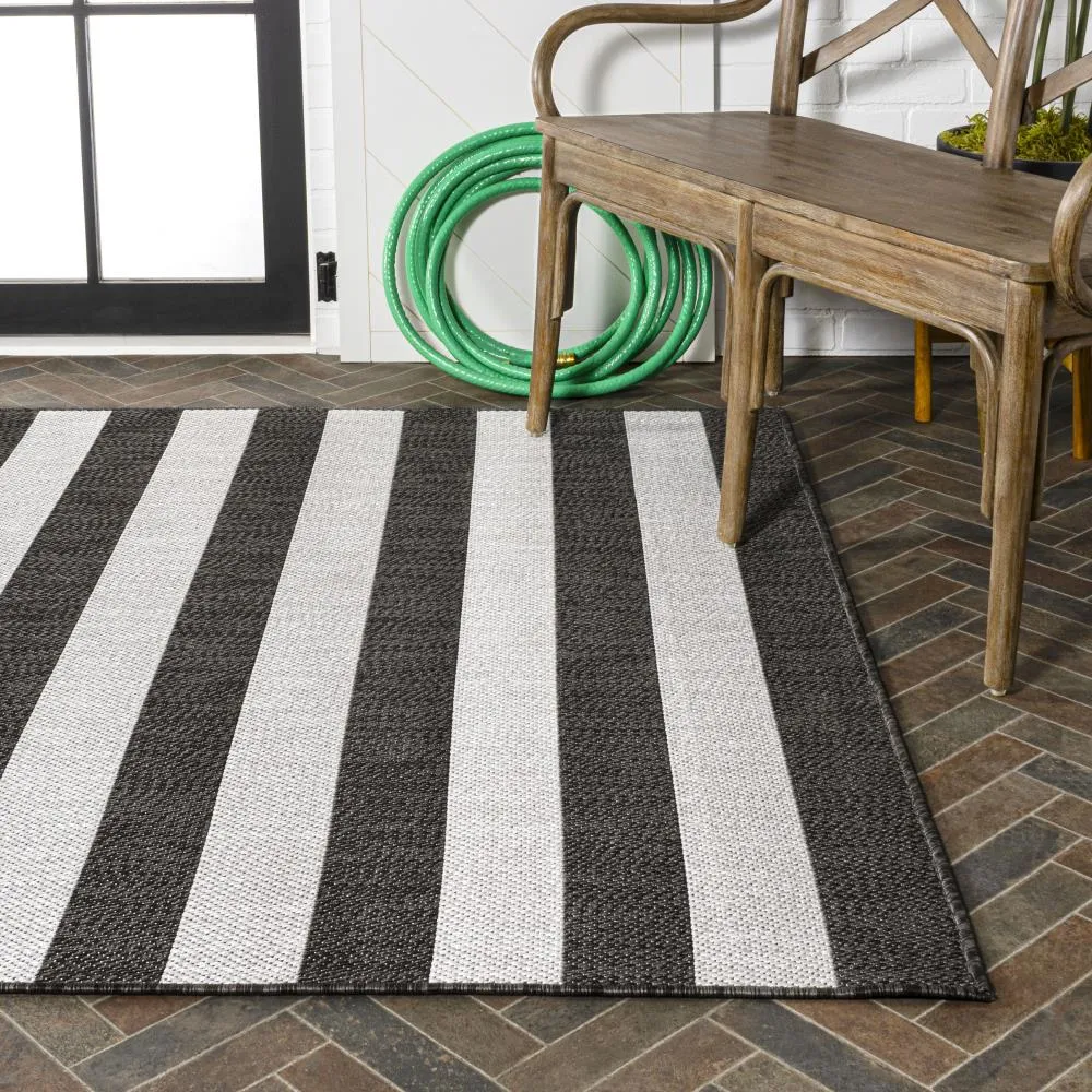 Amos Two-tone Wide Stripe Indoor/outdoor Area Rug