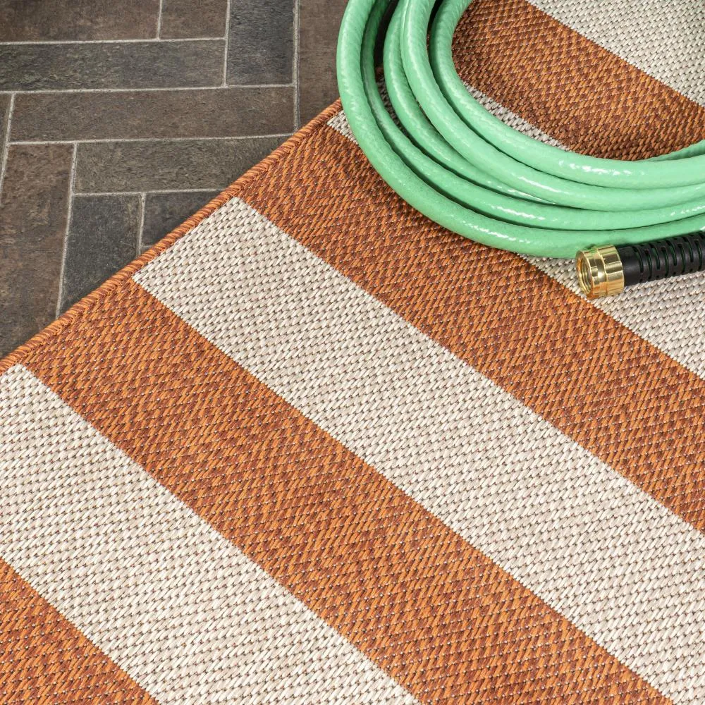 Amos Two-tone Wide Stripe Indoor/outdoor Area Rug