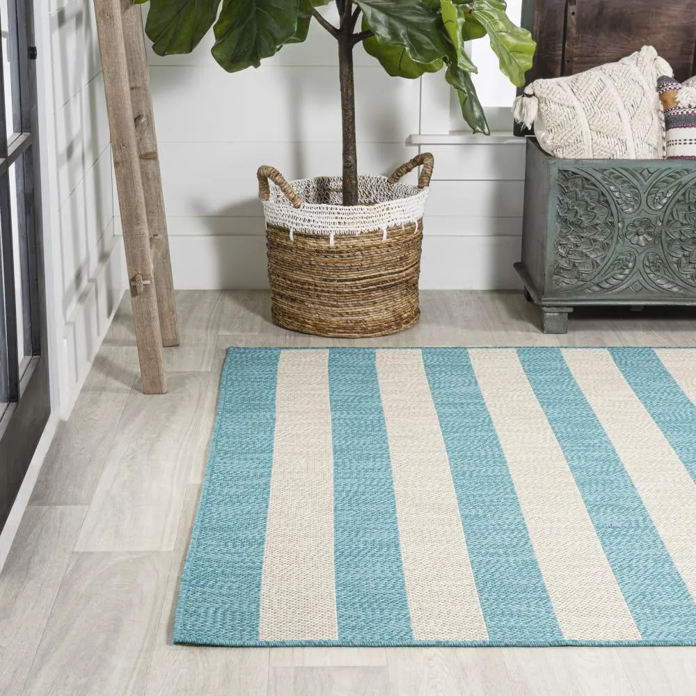 Amos Two-tone Wide Stripe Indoor/outdoor Area Rug