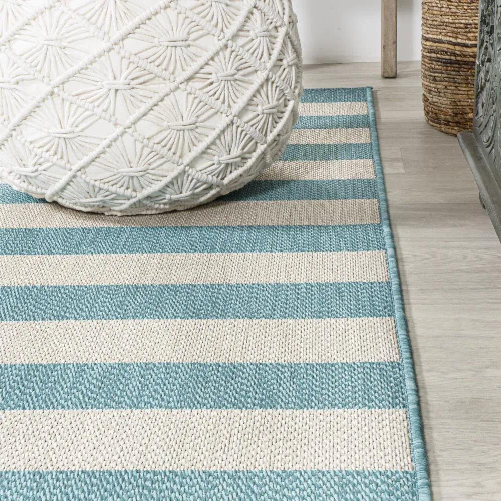 Amos Two-tone Wide Stripe Indoor/outdoor Area Rug