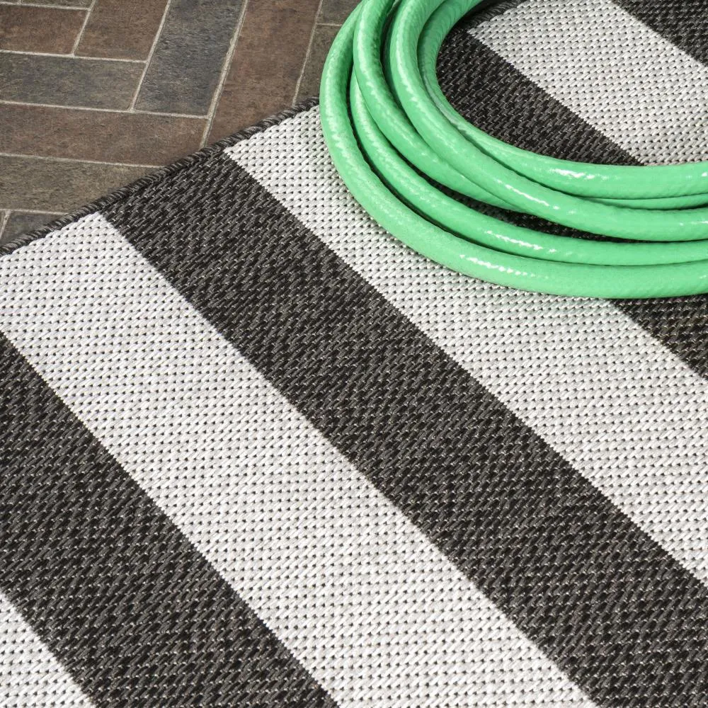 Amos Two-tone Wide Stripe Indoor/outdoor Area Rug