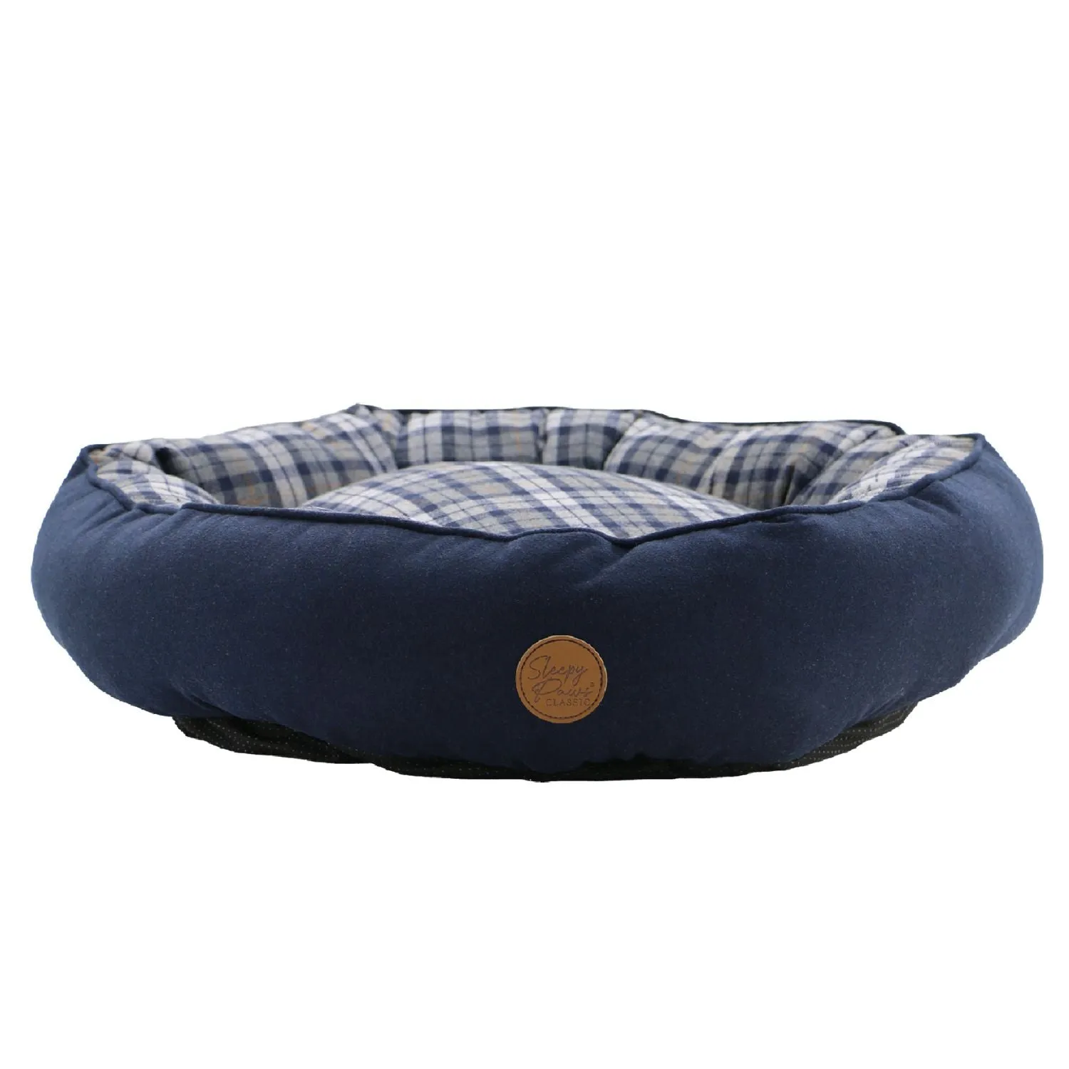 Ancol 70cm Blue & Grey Tartan Donut Dog Bed