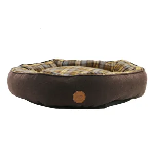 Ancol 70cm Brown & Blue Tartan Donut Dog Bed