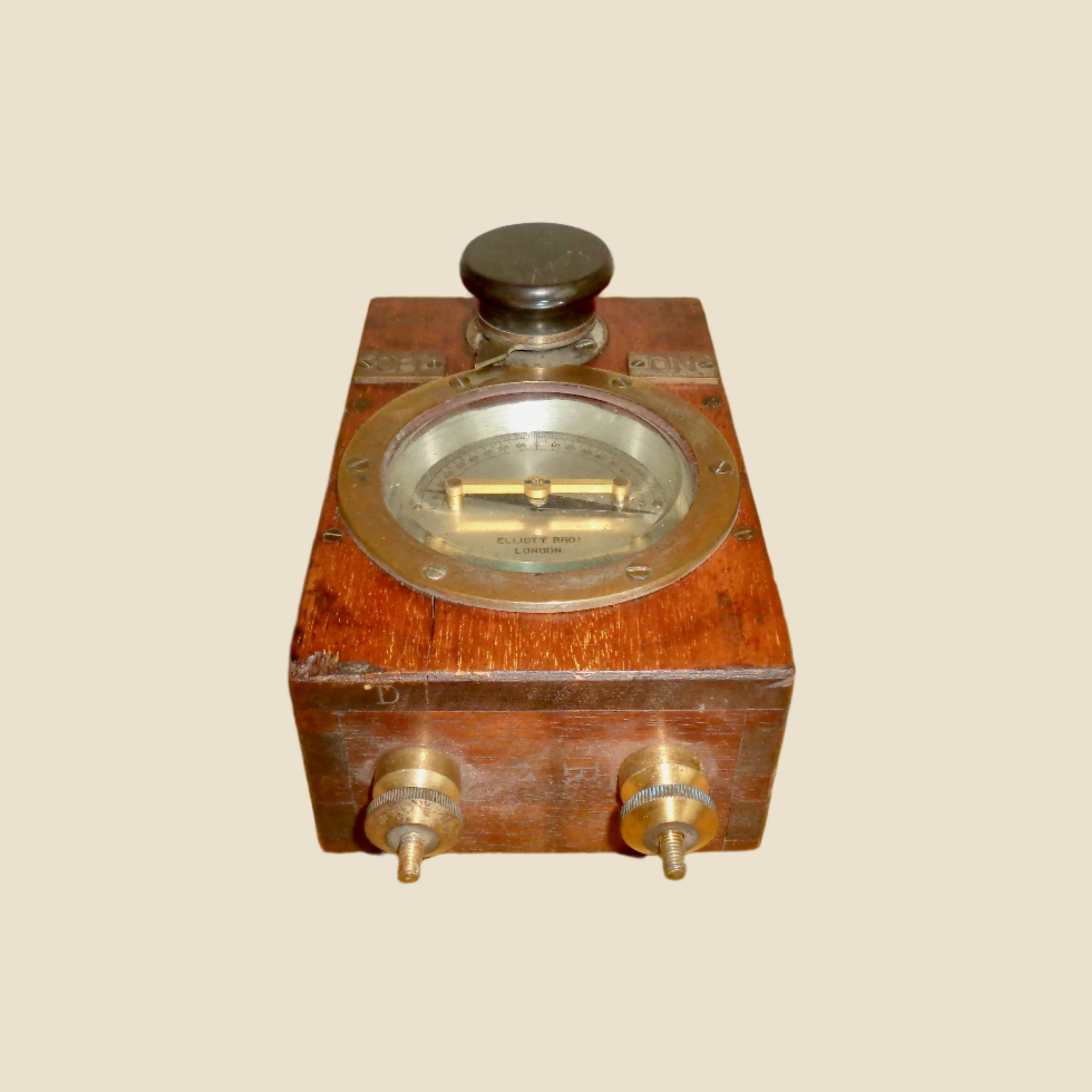 Antique Elliott Brothers Galvanometer Telegraph Lineman's Detector In Wood & Brass