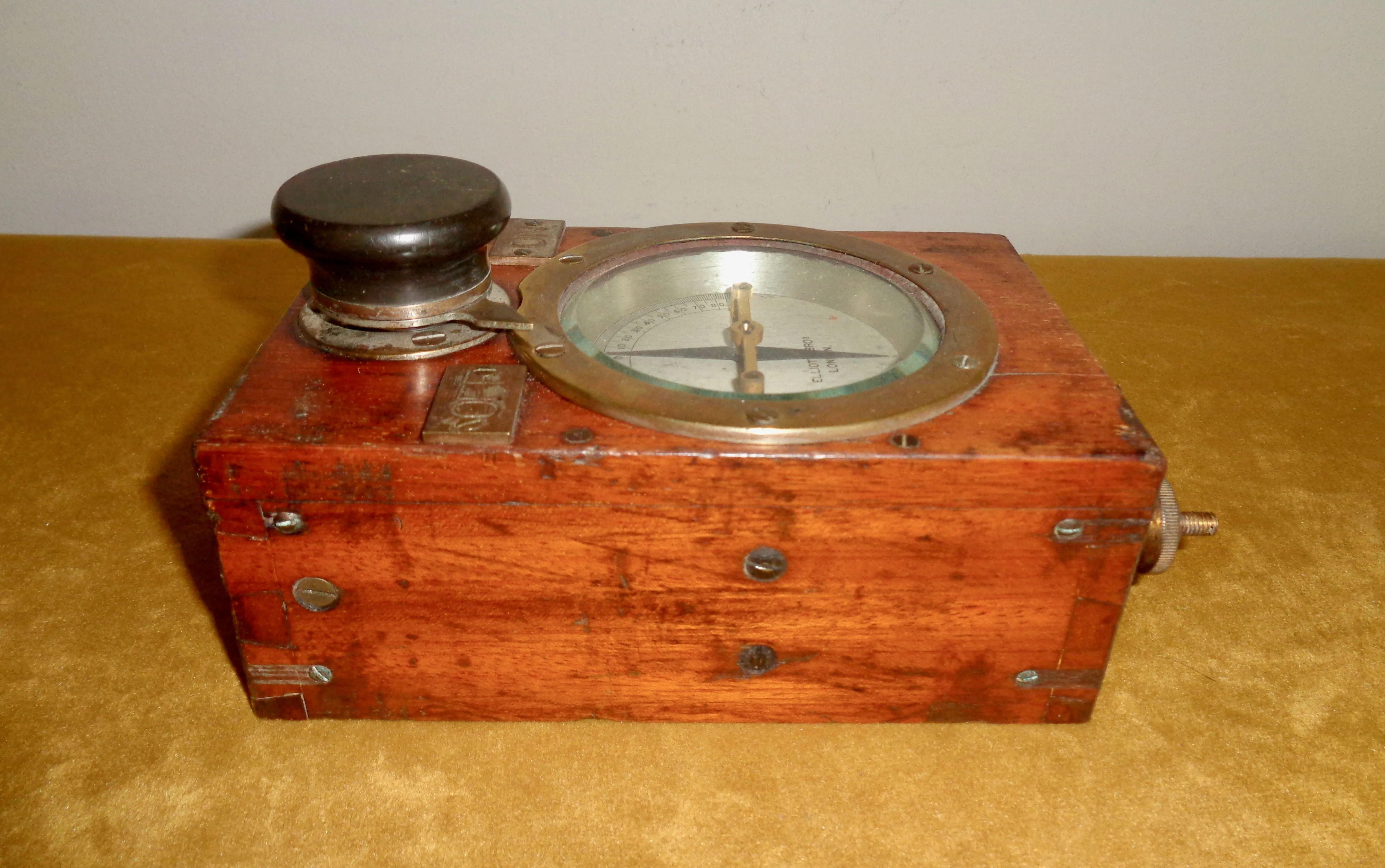 Antique Elliott Brothers Galvanometer Telegraph Lineman's Detector In Wood & Brass