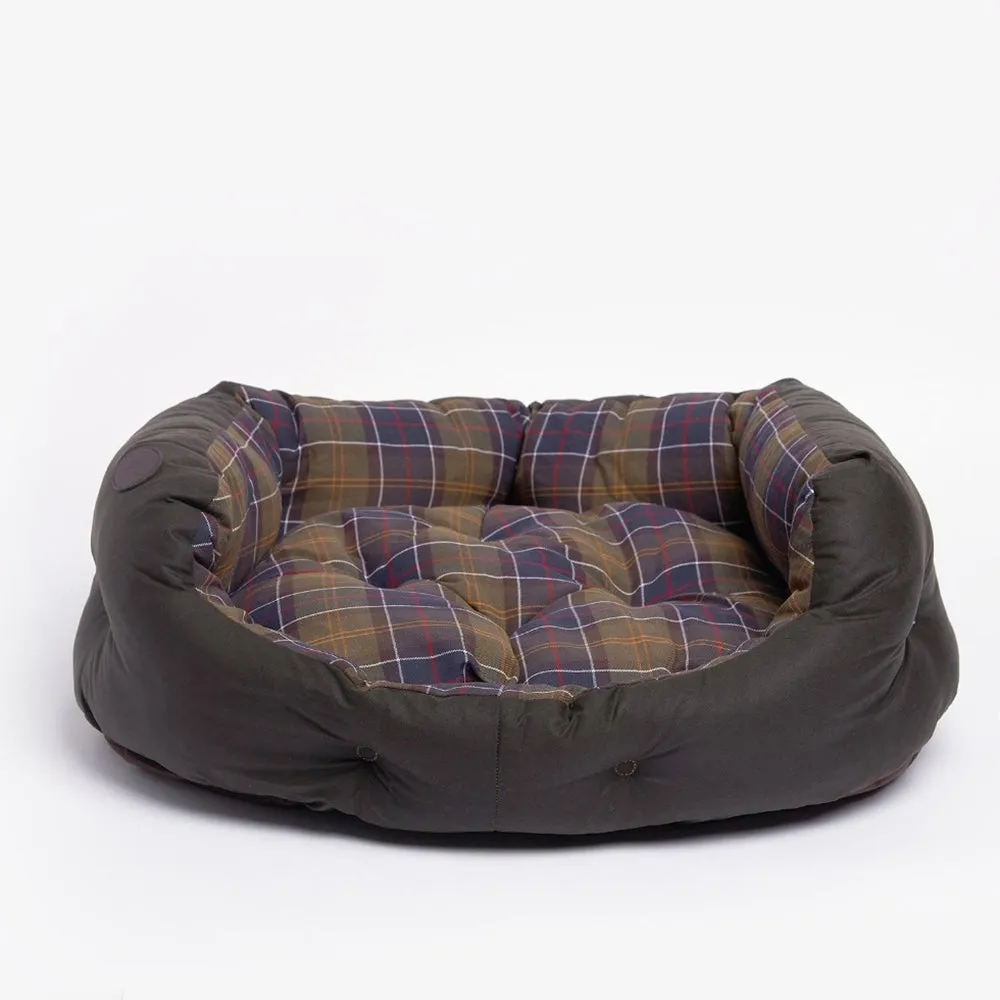 Barbour Wax Cotton Dog Bed in Classic Tartan 30in