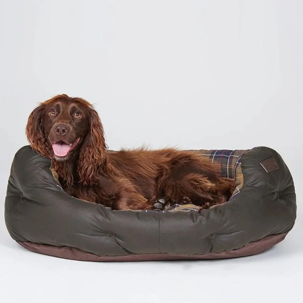 Barbour Wax Cotton Dog Bed in Classic Tartan 30in